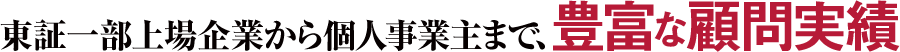 東証一部上場企業から個人事業主まで、豊富な顧問実績
